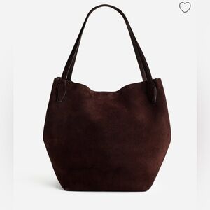 New Madewell Shopper Tote in Soft Grain Suede Dark Carob Leather Chocolate Brown